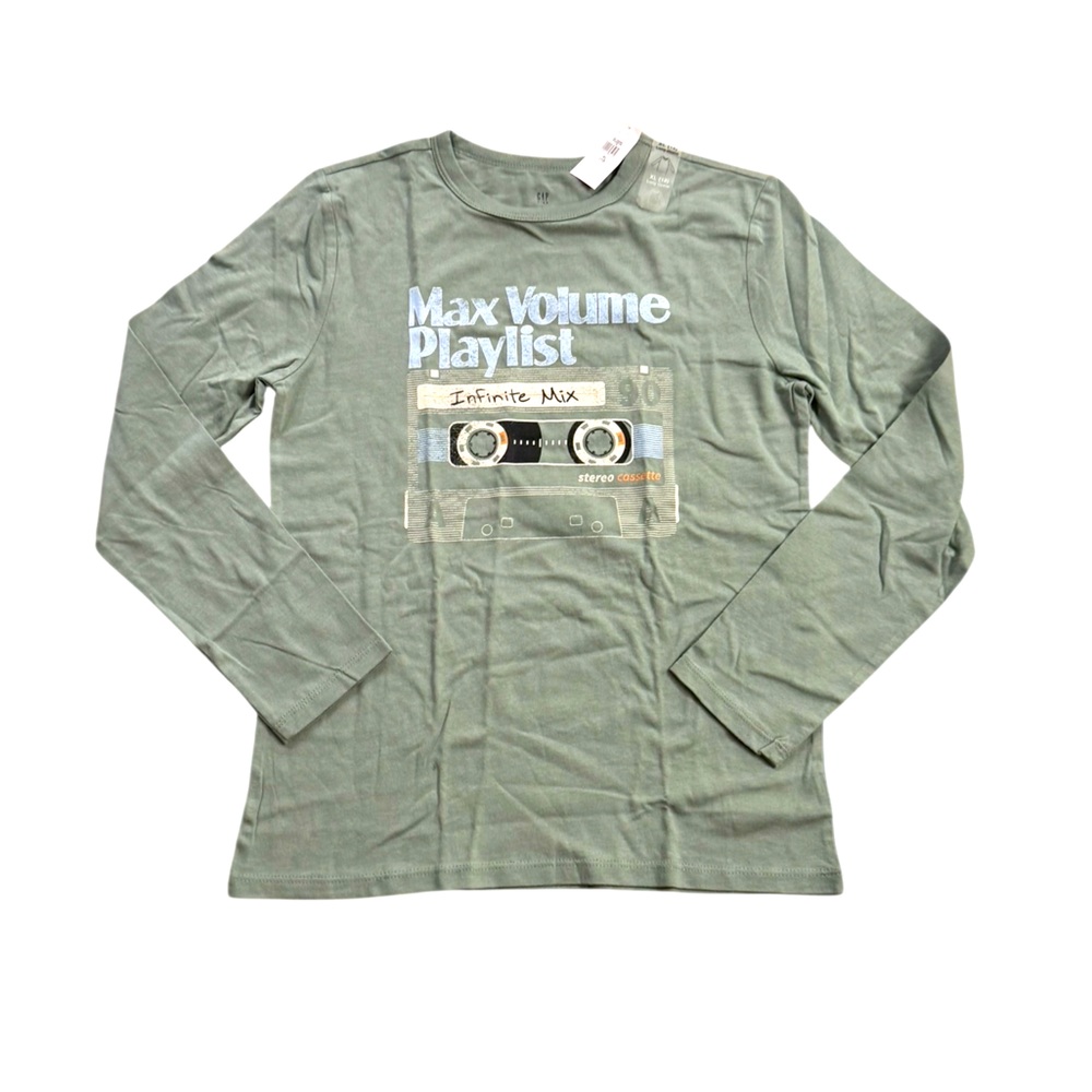 GAP | New Kids Long Sleeve Tee Olive with Mix Tape 80’s 90’s Graphic With Tags